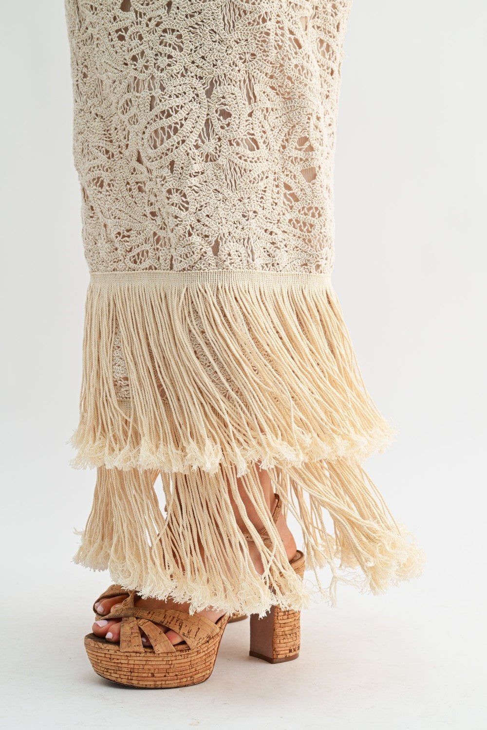 isla fringe halter dress