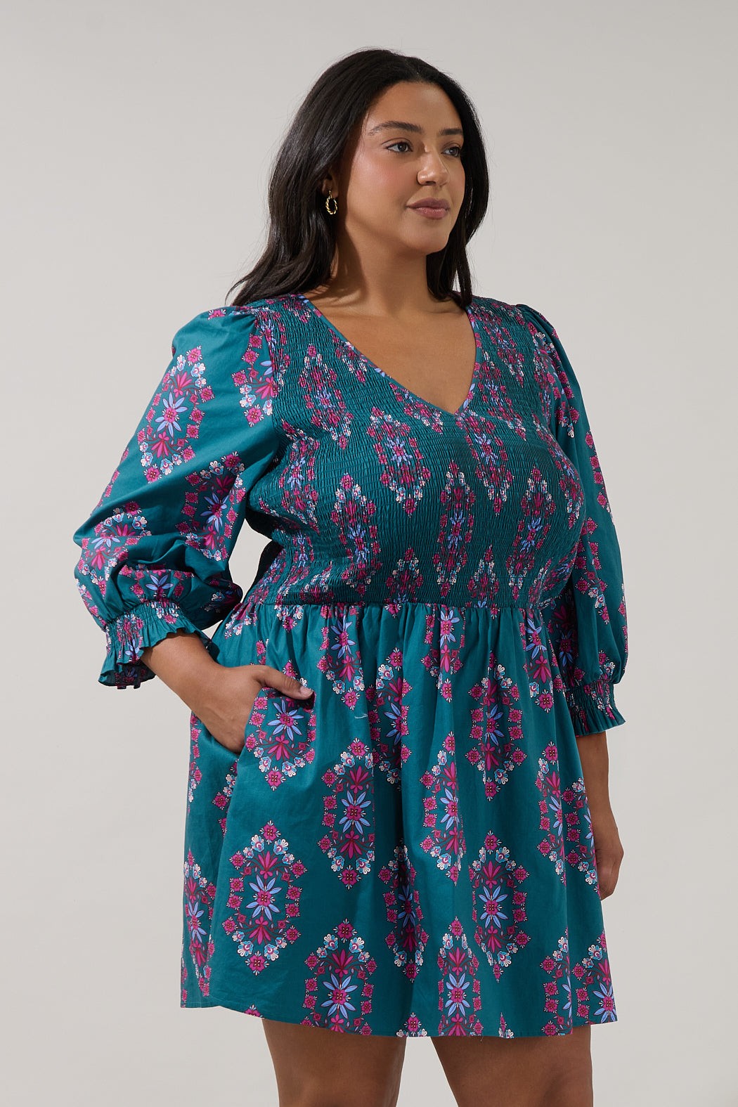 isme smocked mini dress-curvy