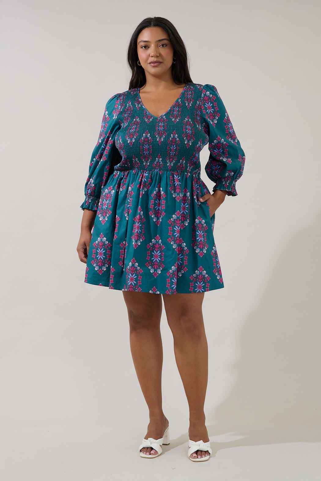 isme smocked mini dress-curvy