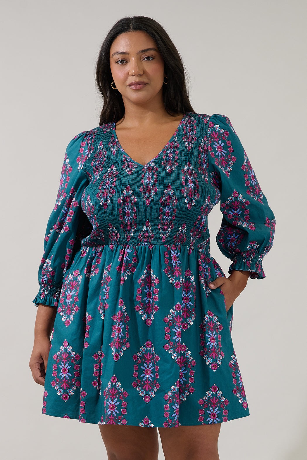 isme smocked mini dress-curvy