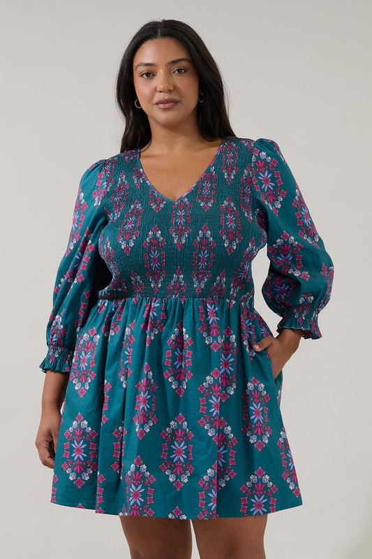 isme smocked mini dress-curvy