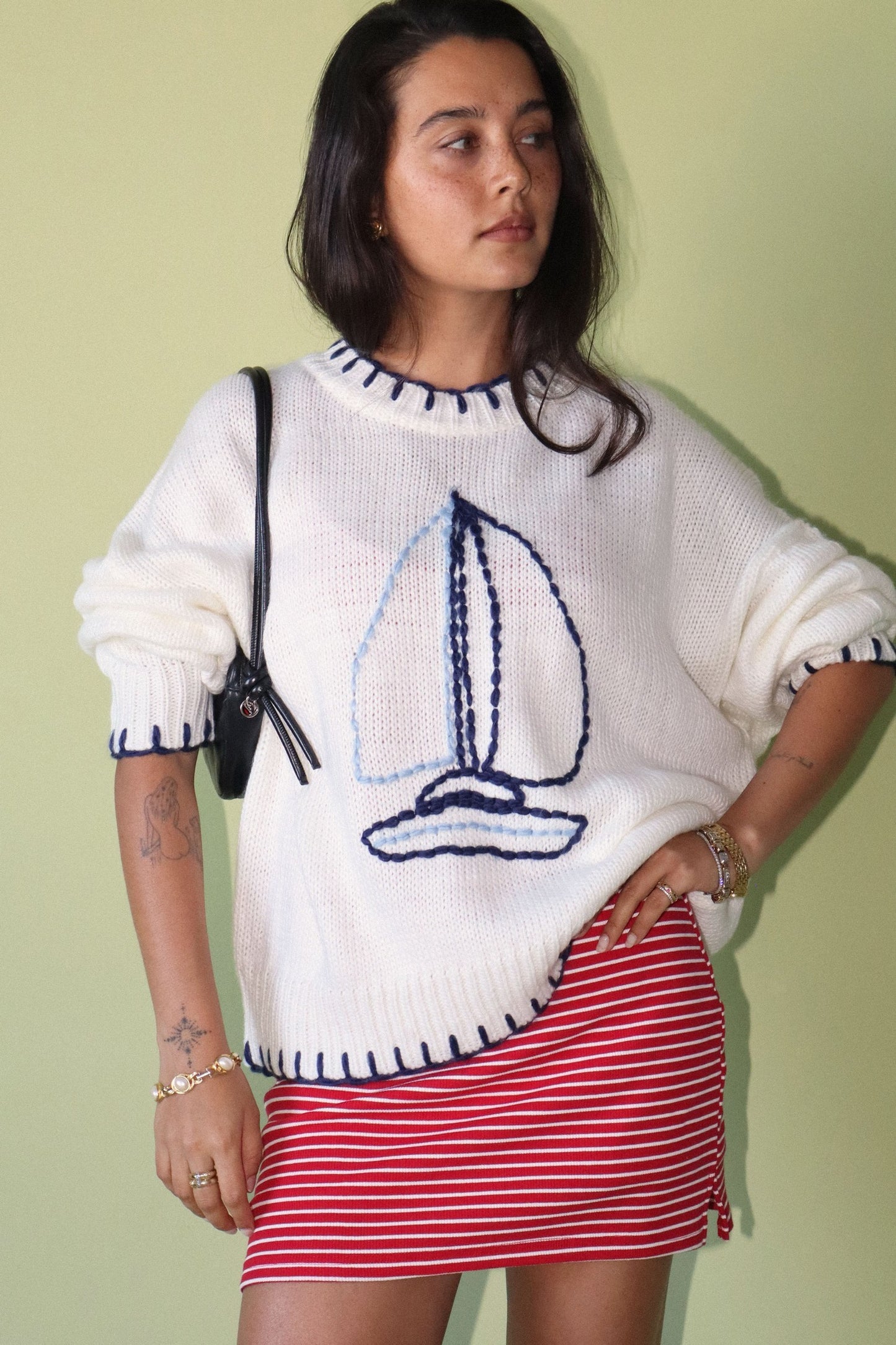 Knit sailboat sweater