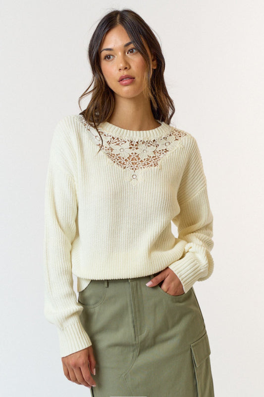 lace detail sweater top