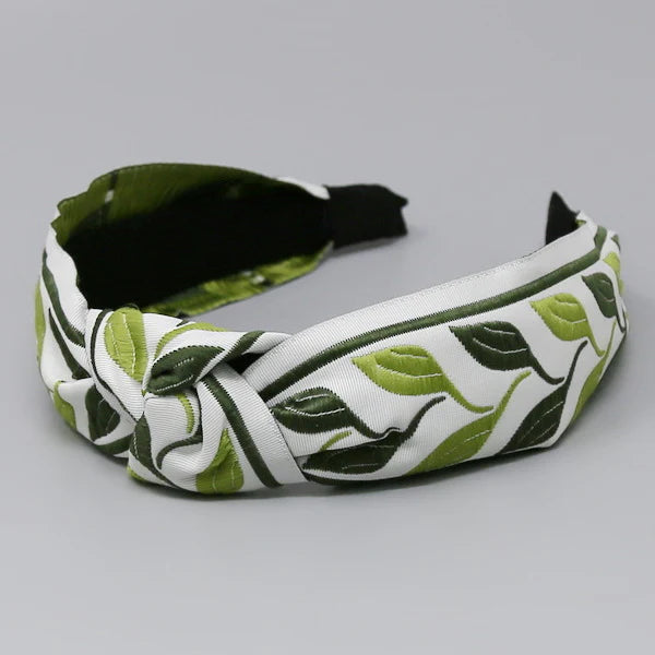 leaf print embroidered headband