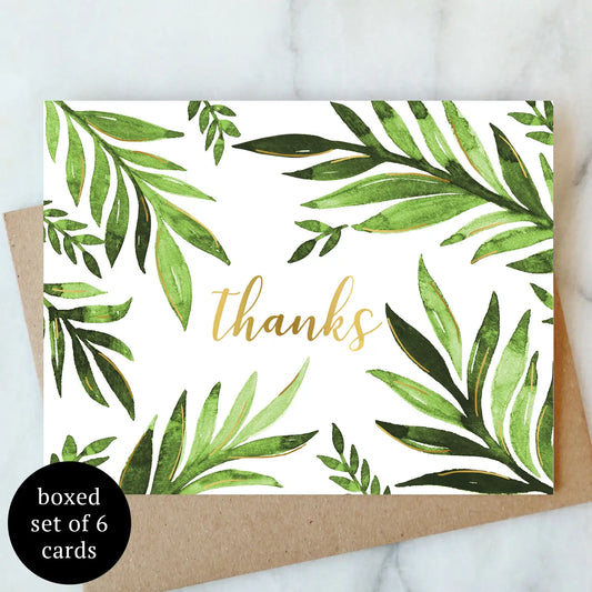 leaf thanks greeting cards-box set of 6