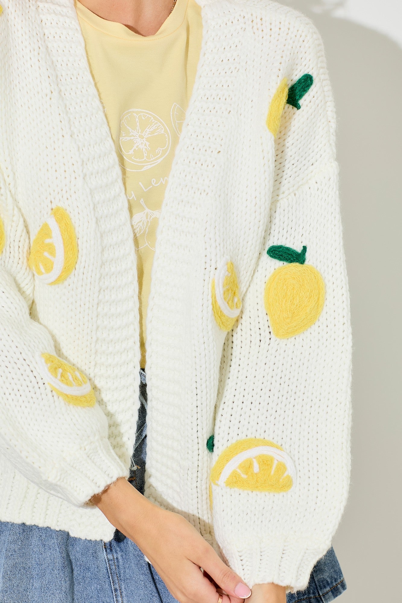 lemon sweater cardigan