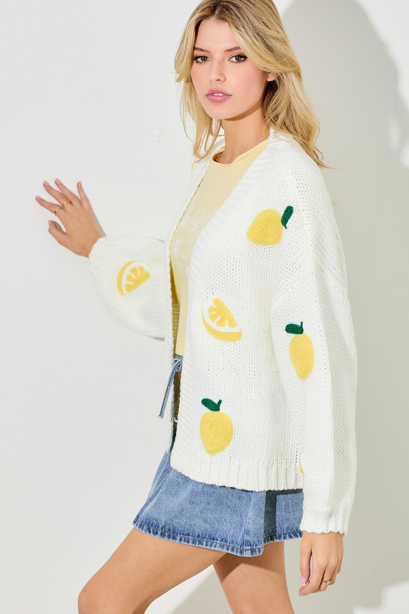 lemon sweater cardigan