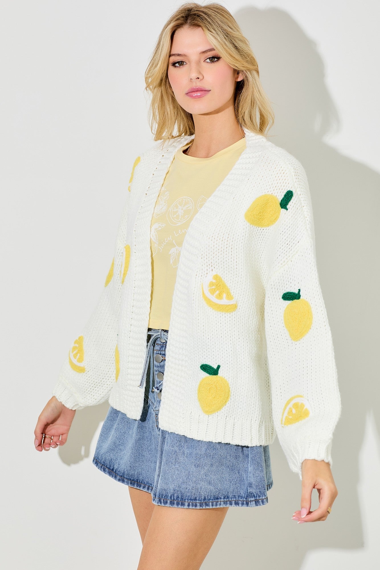 lemon sweater cardigan