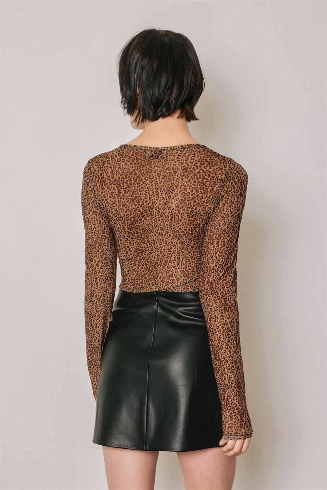 leopard mesh long sleeve bodysuit