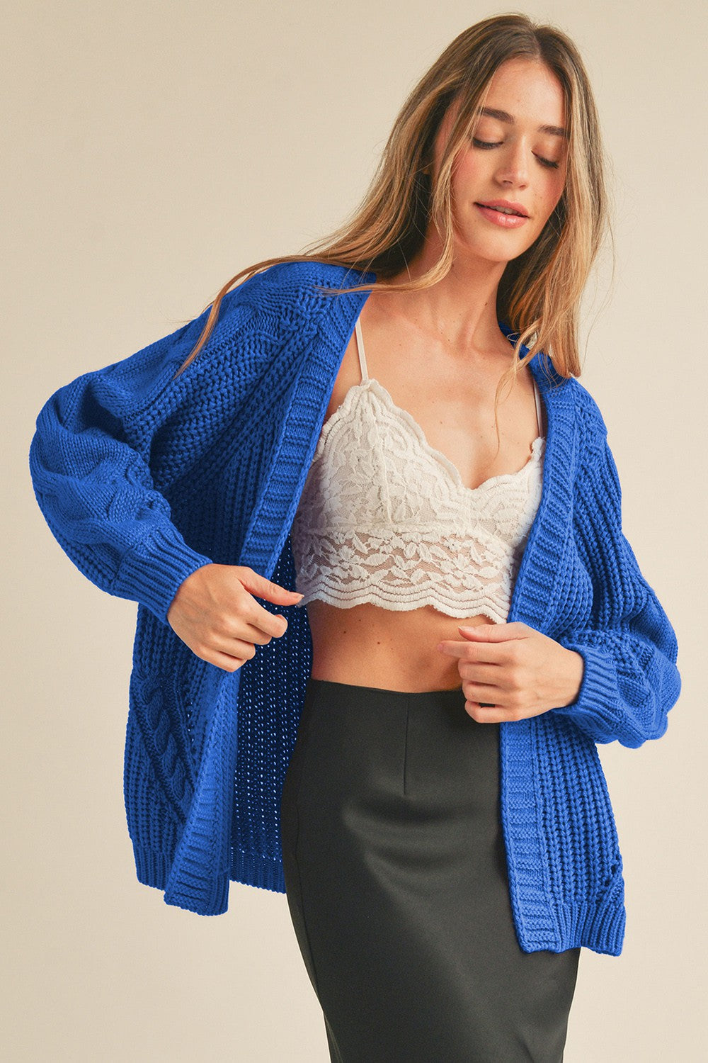 lightning stikes cable knit cardi