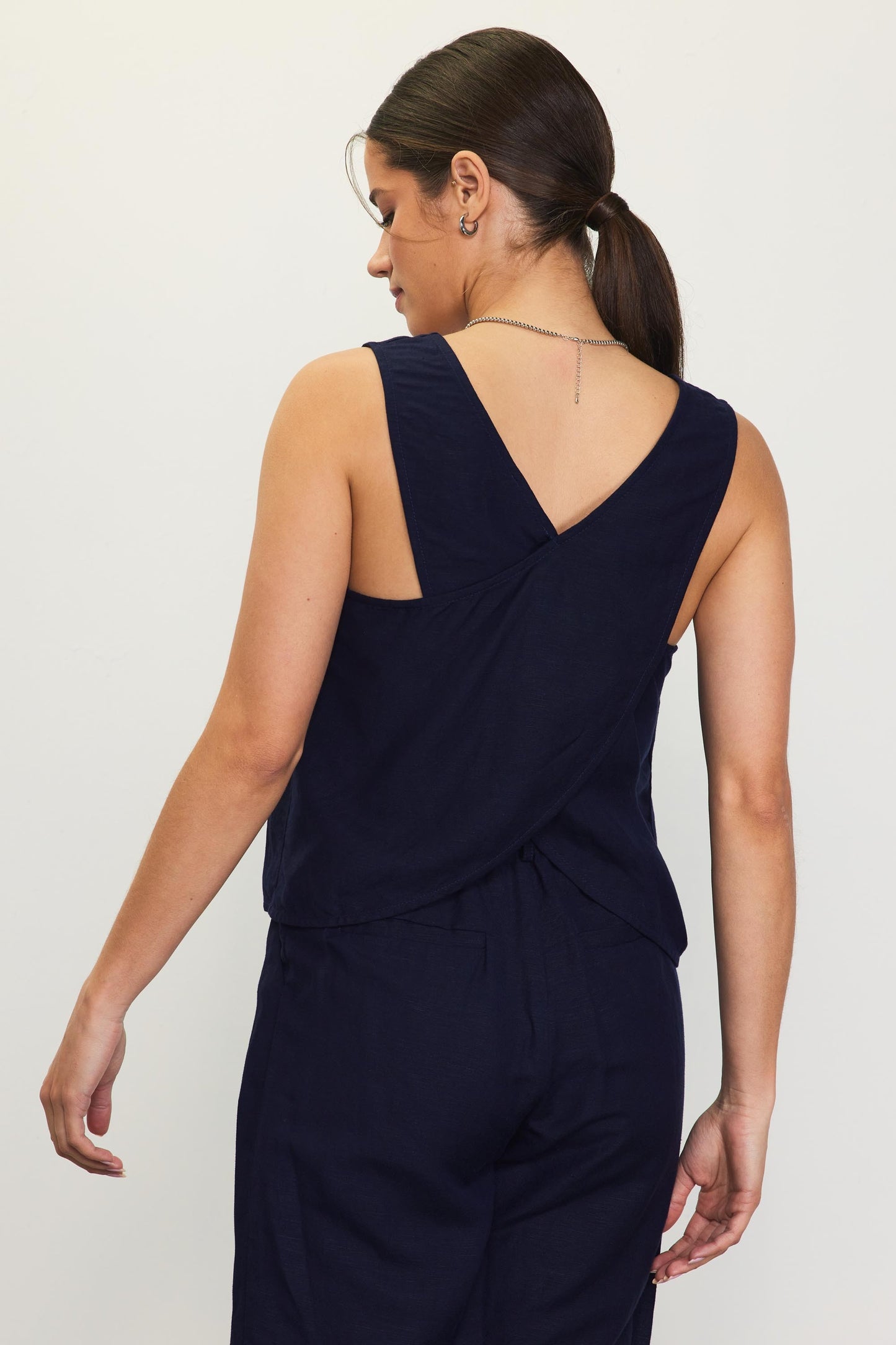 linen blend square neck tank