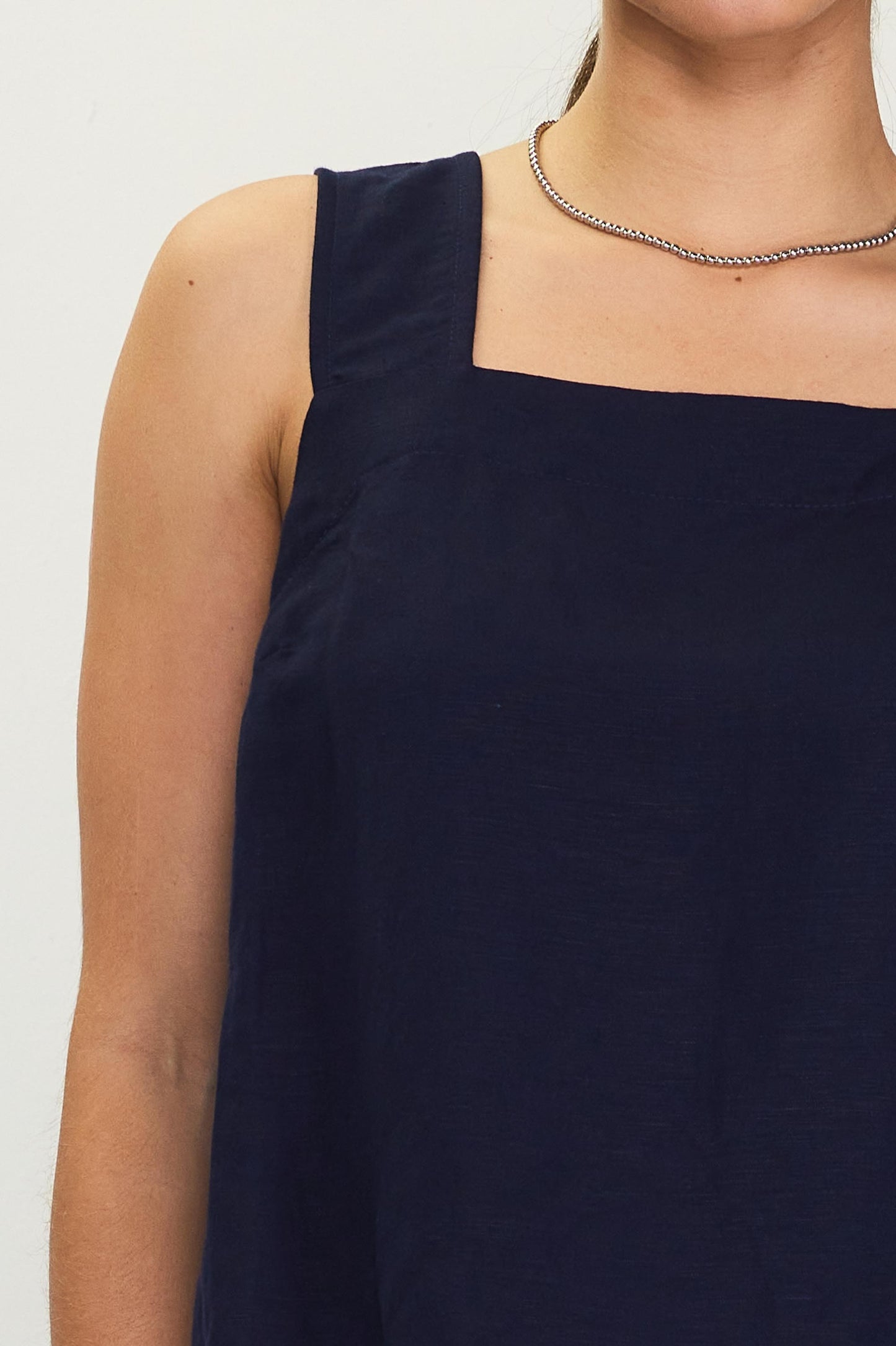 linen blend square neck tank