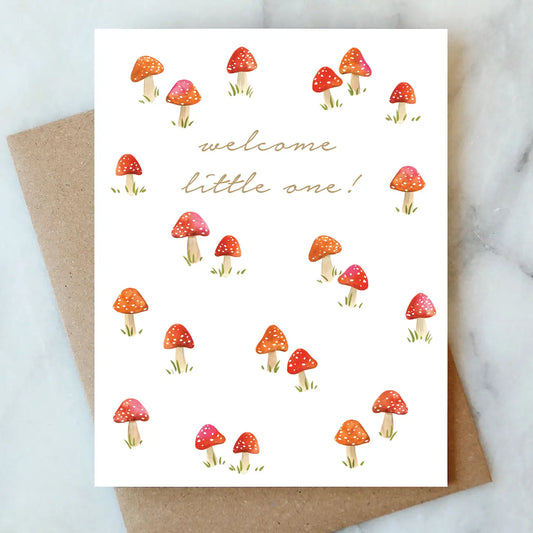 little mushroom baby card