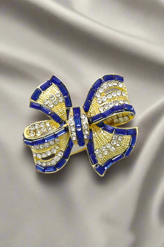 Bow Glass Stone Brooch