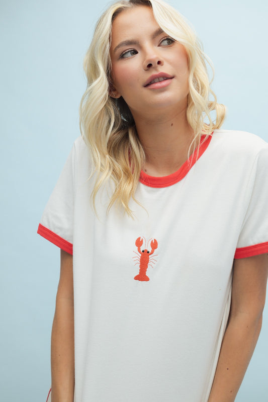 lobster embroidered tee