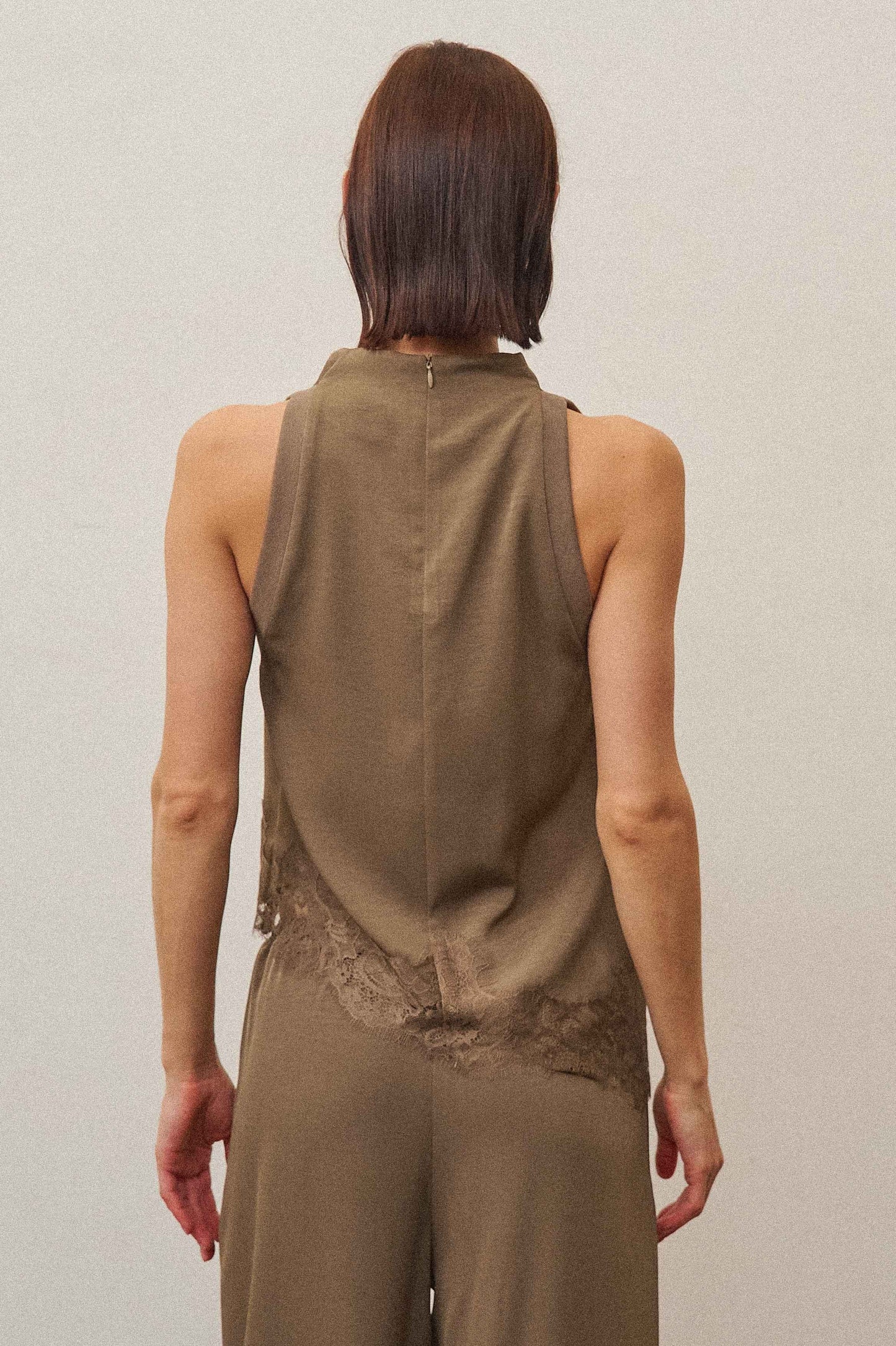 luisa cowl neck lace trim top