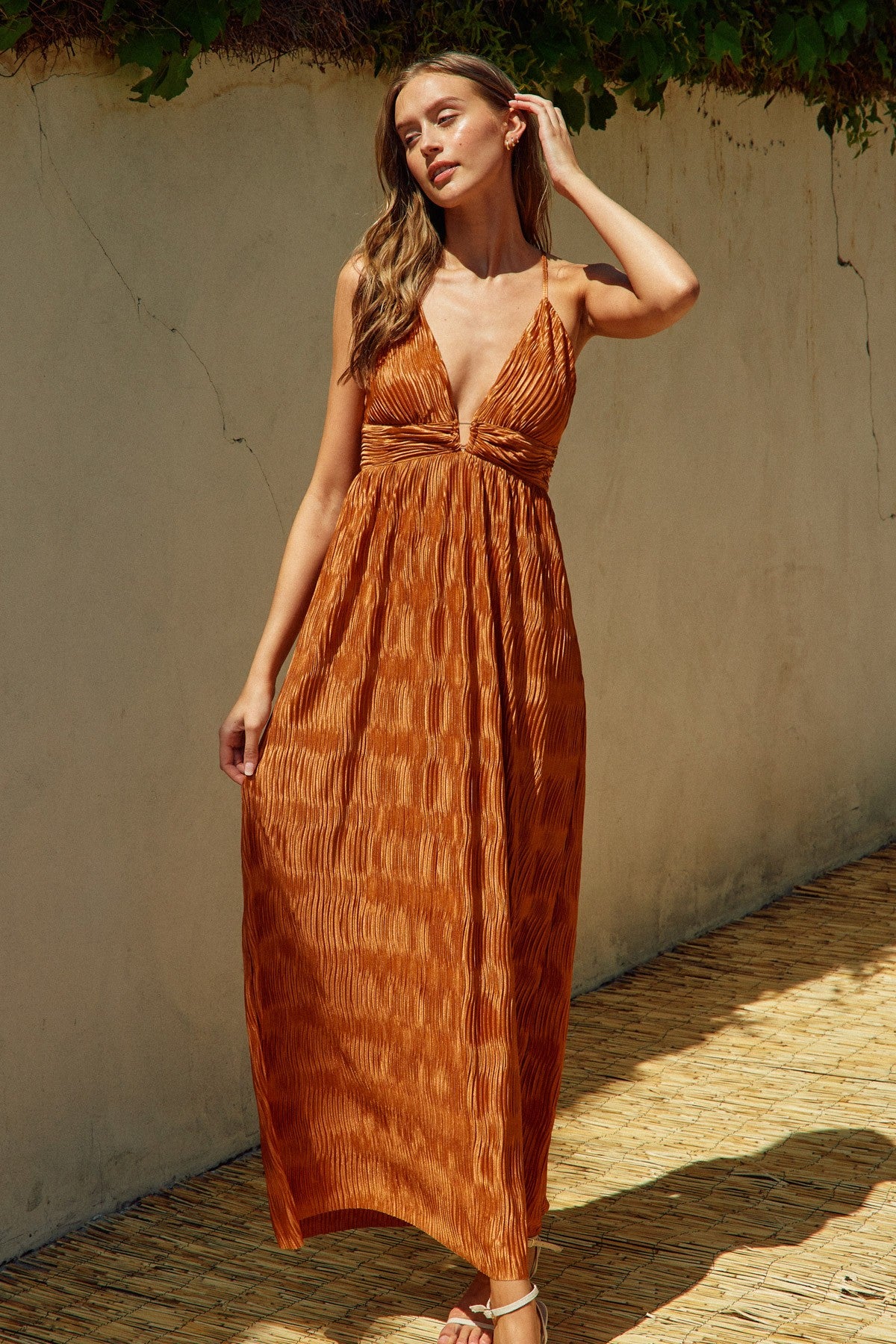 luminous elegance plunging maxi