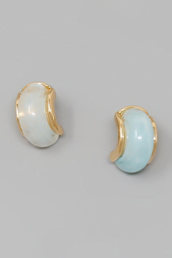 marble inlay hoop earrings