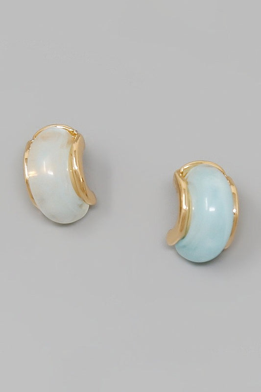 marble inlay hoop earrings