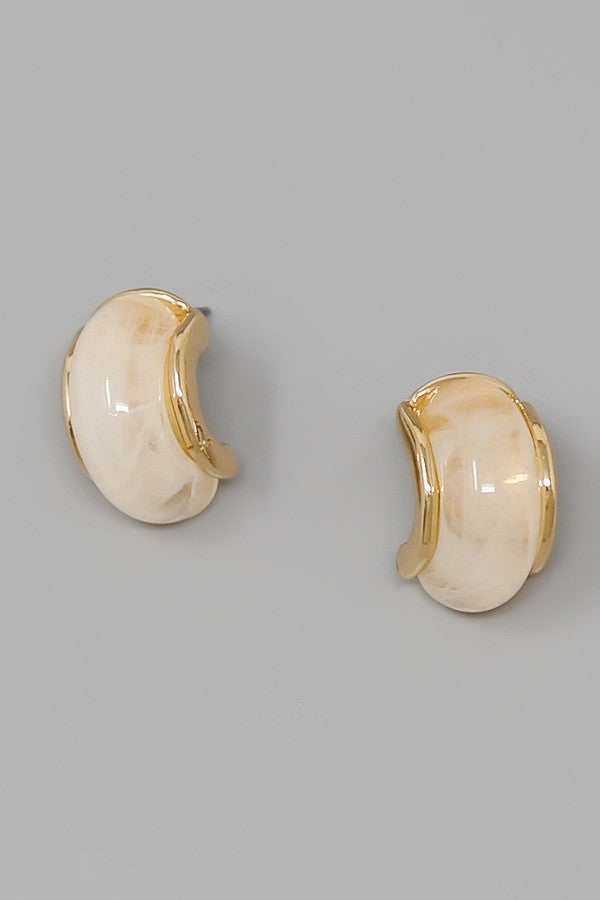 marble inlay hoop earrings