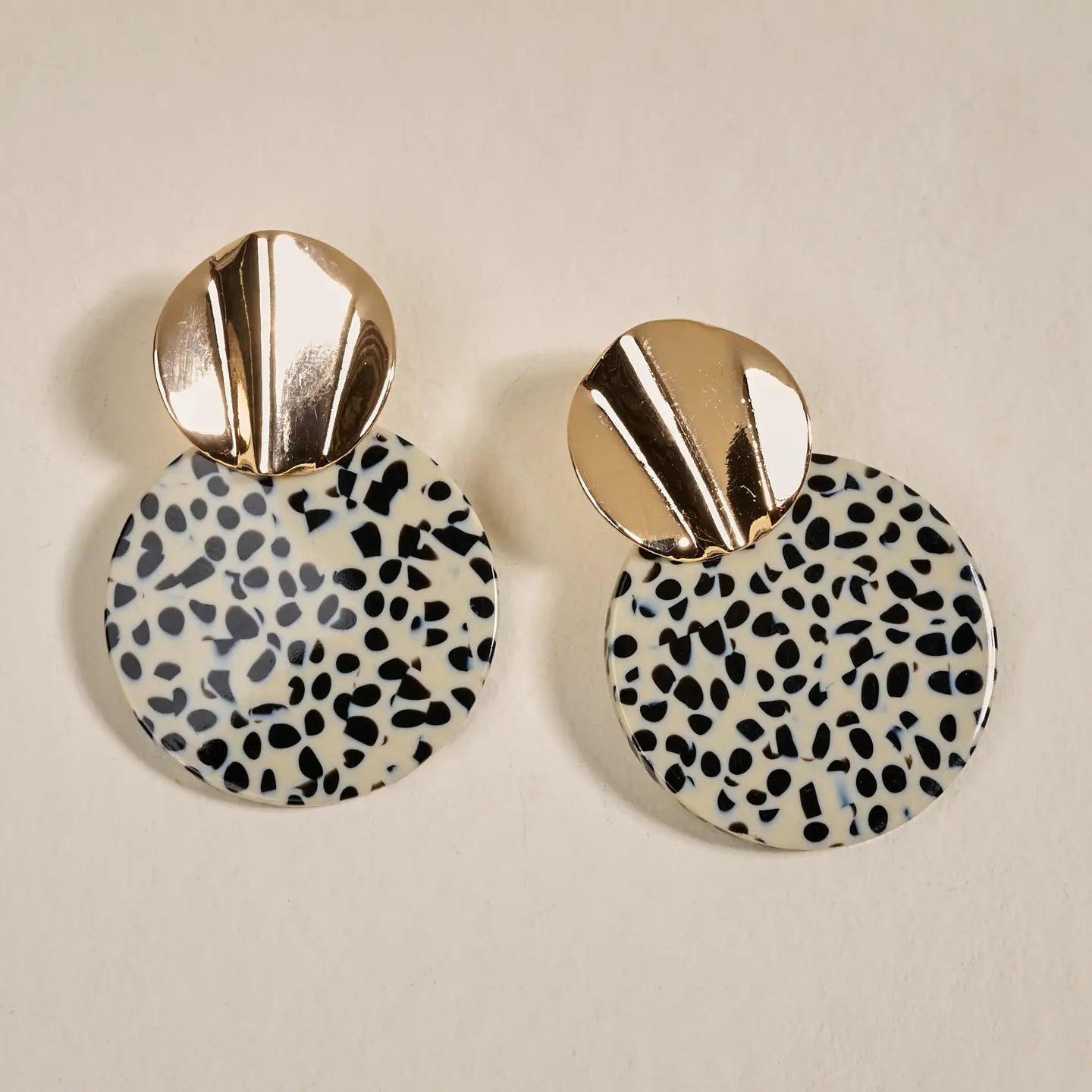 marble muse earrings-dalmatian darling