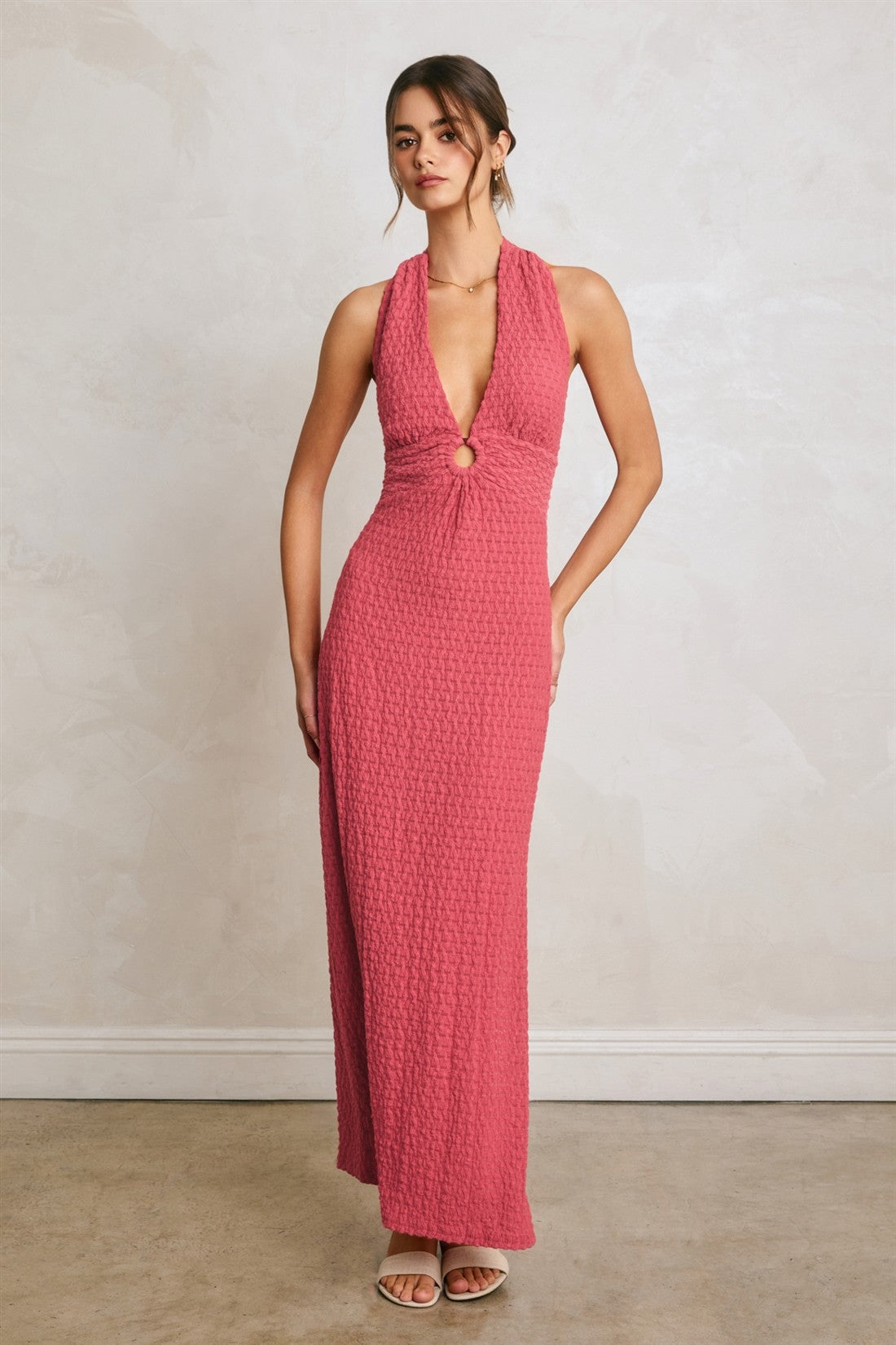 marble shore halter maxi dress