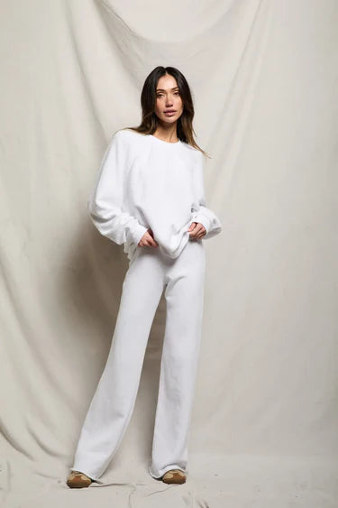 marley fleece pant-white