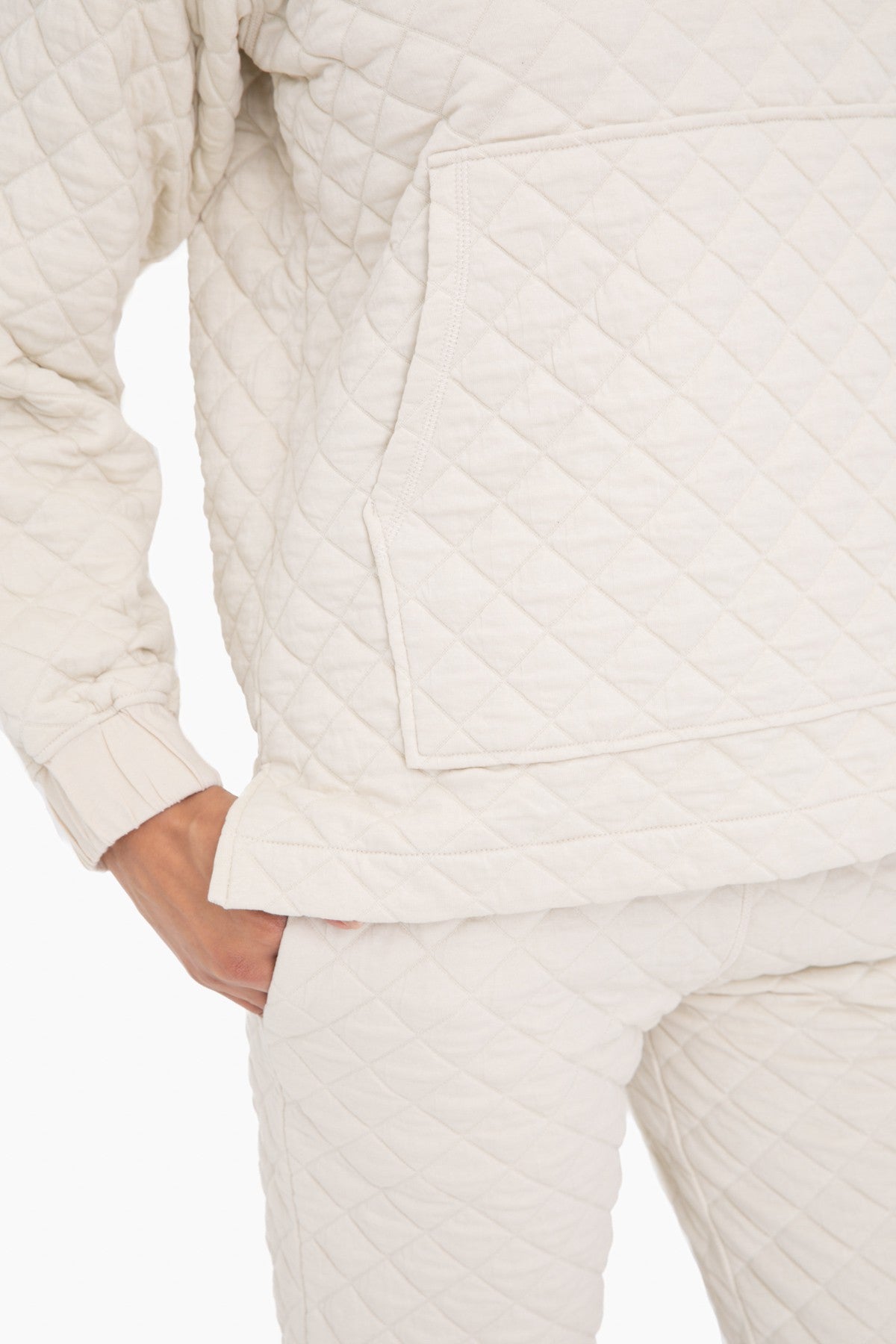 marshmallow quilted quarter zip pullover