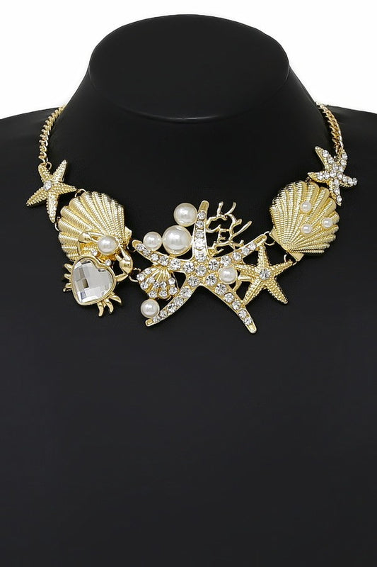 mermaidcore starfish and seashell necklace