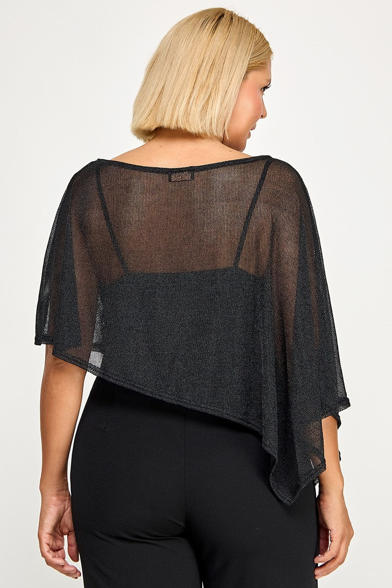 mesh asymmetrical hem poncho-curvy