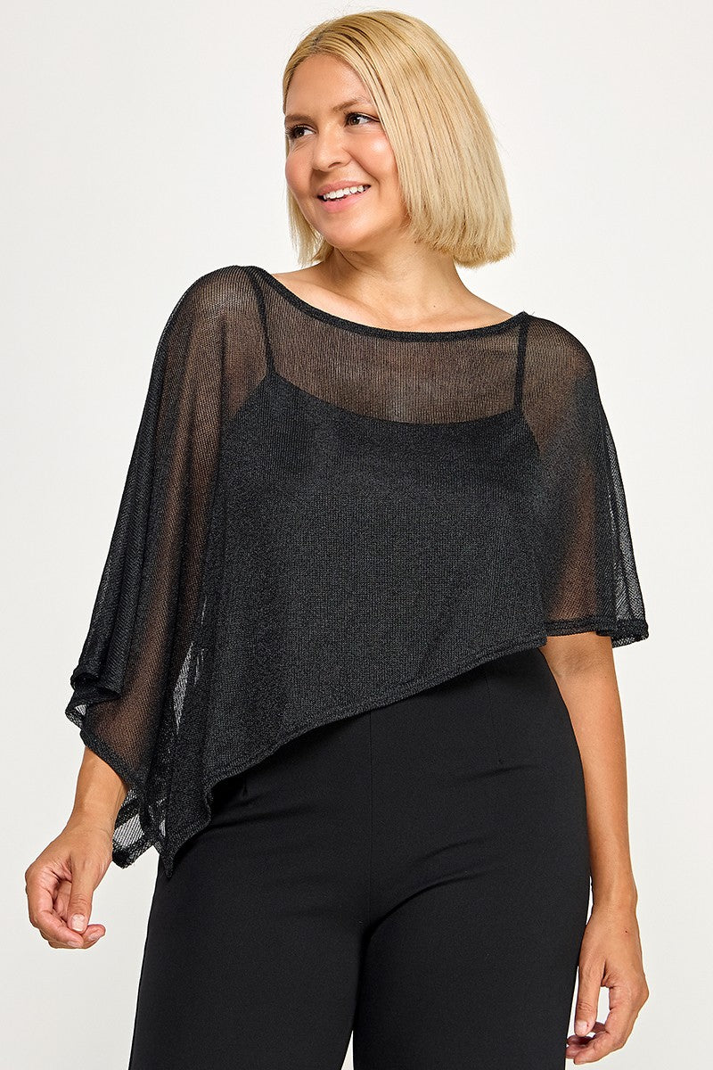 mesh asymmetrical hem poncho-curvy