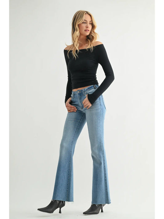 mid rise straight bootcut