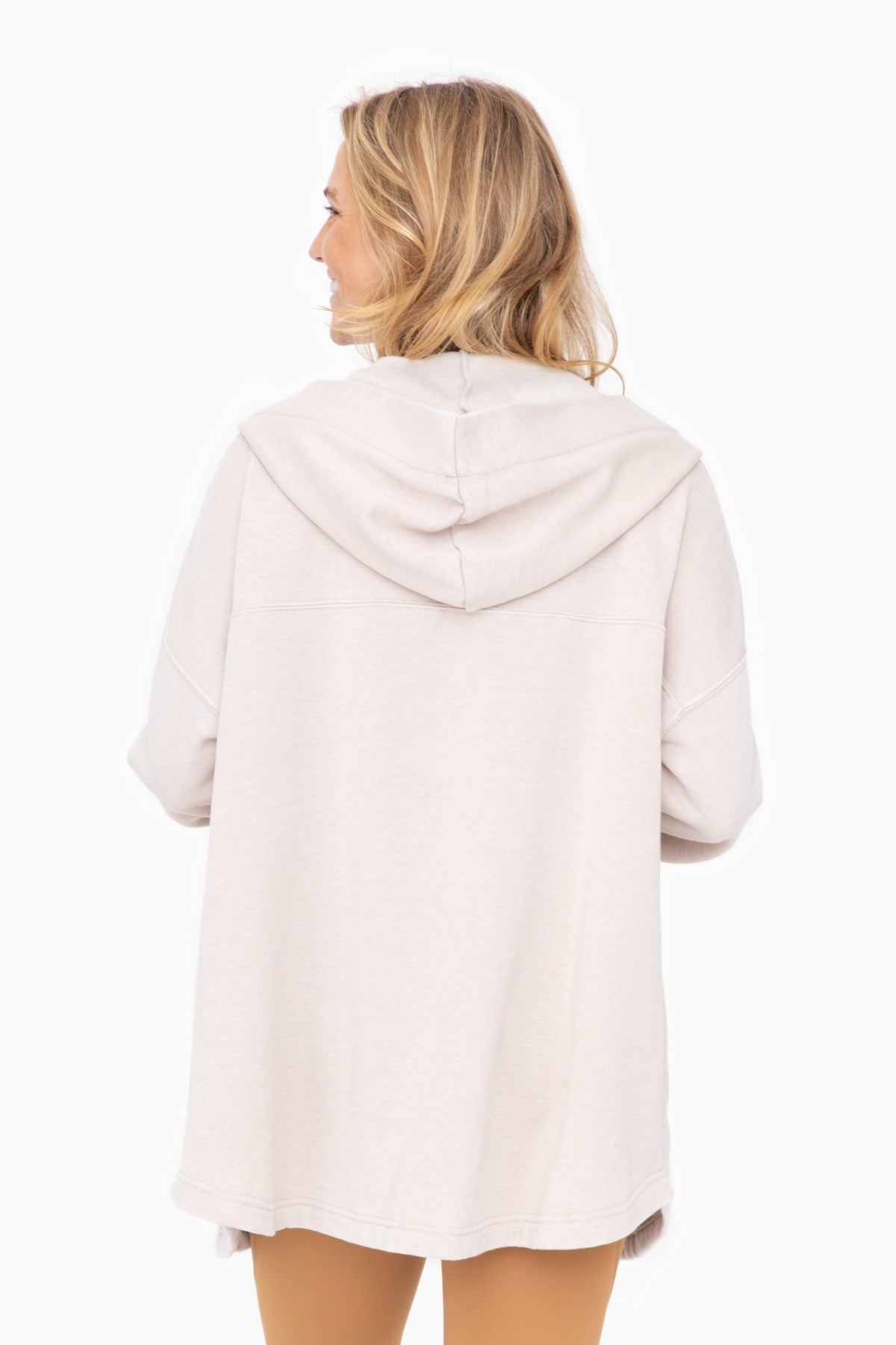 mineral washed fleece hooded cardi