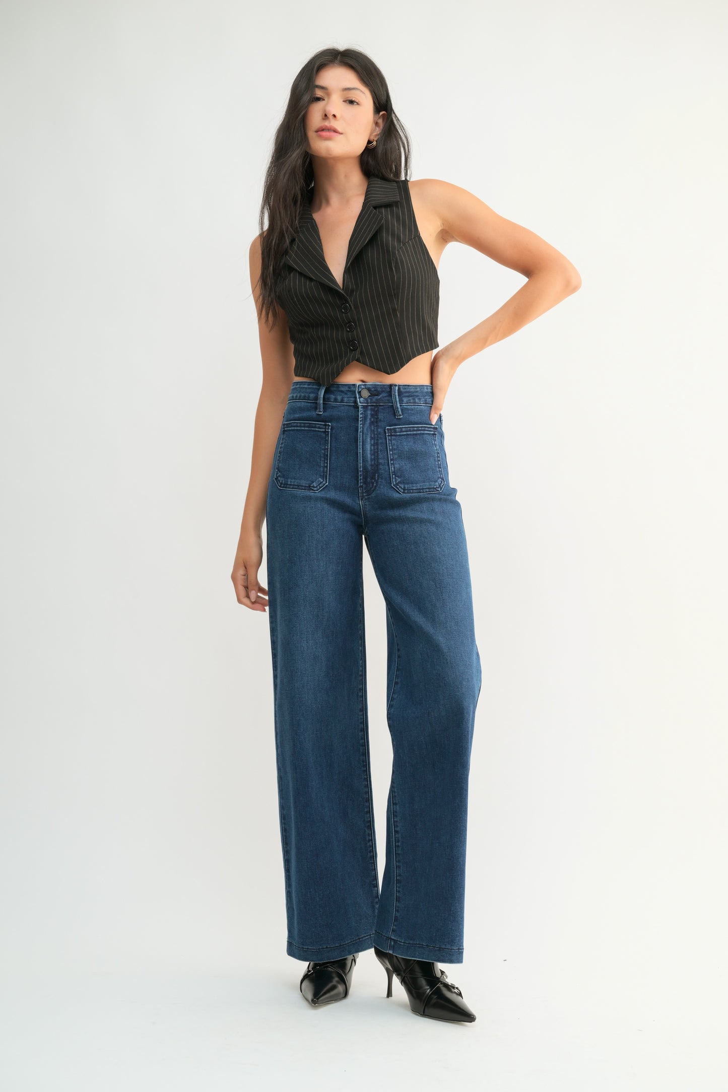 mini patch pocket wide leg