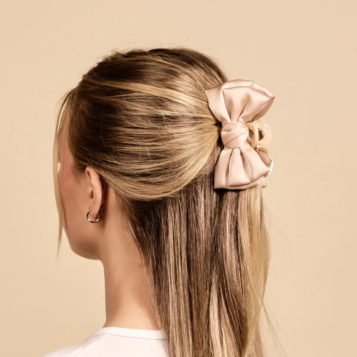 mini satin bow clip-cheetah