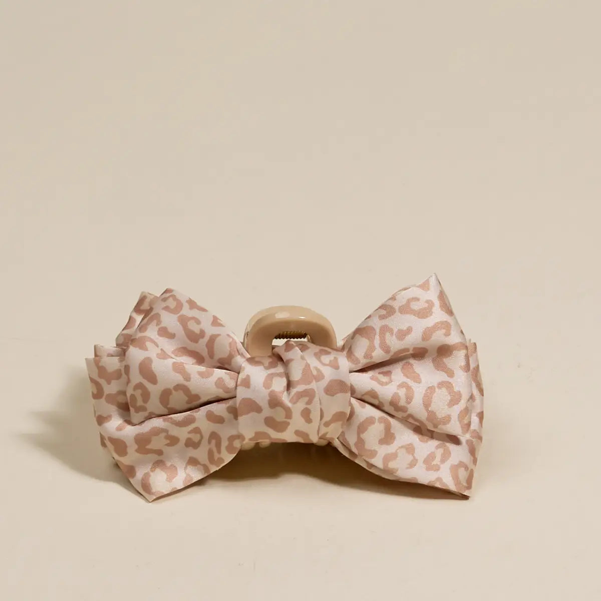 mini satin bow clip-cheetah
