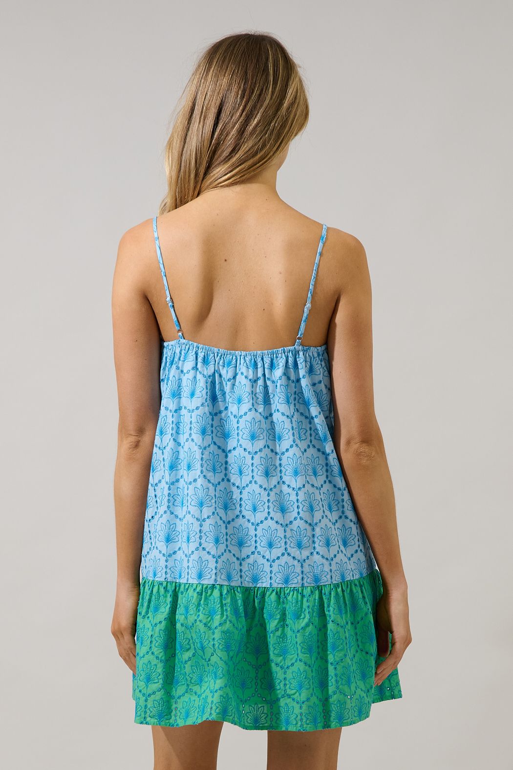 mirada eyelet jenny shift mini dress