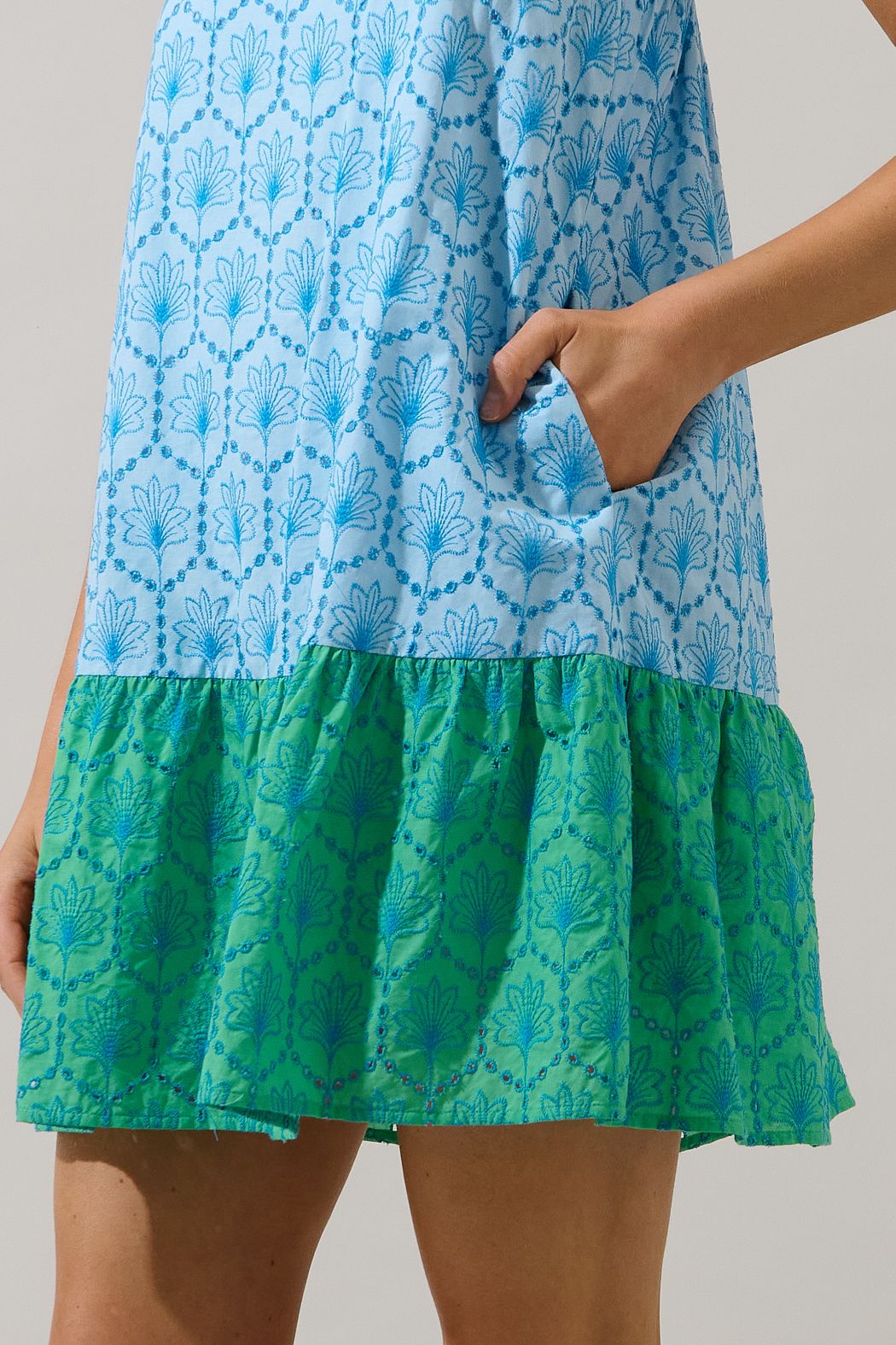 mirada eyelet jenny shift mini dress