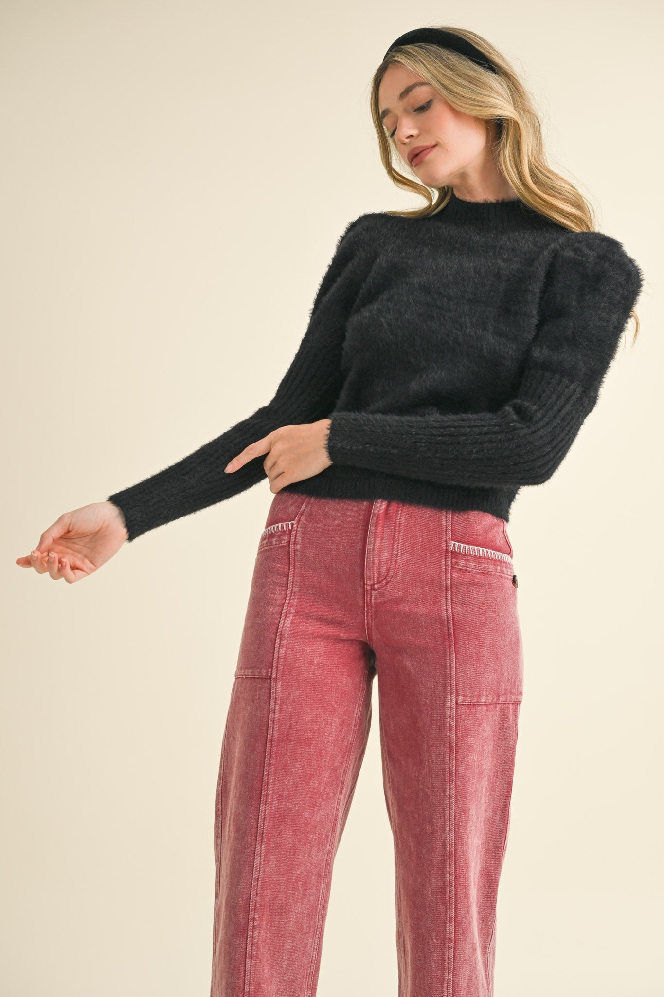 mock neck mohair sweater