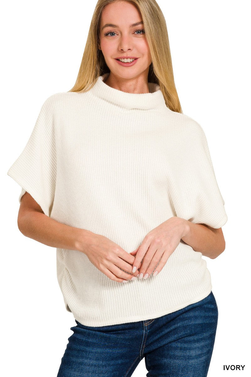 mock neck side detail sweater top