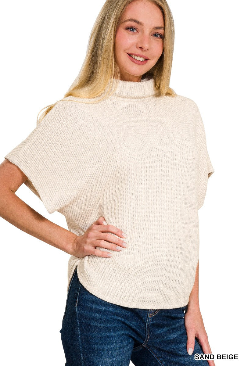 mock neck side detail sweater top