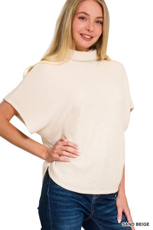 mock neck side detail sweater top