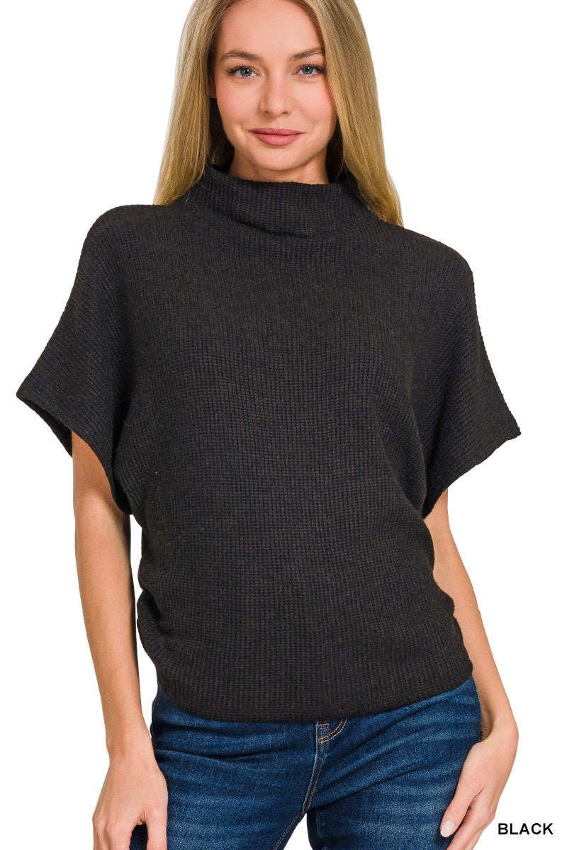 mock neck side detail sweater top