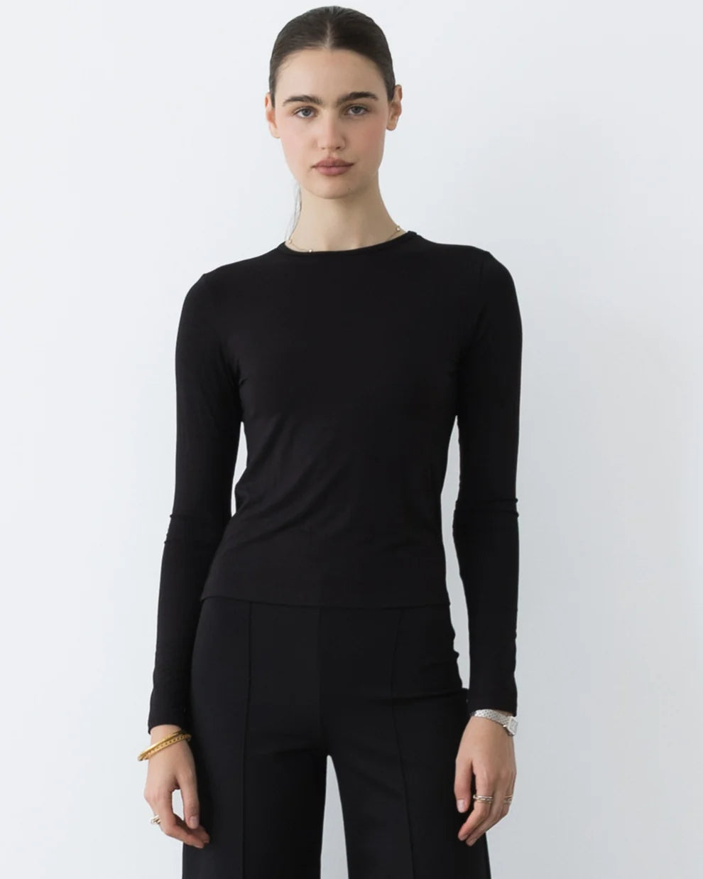 modal fitted long sleeve top