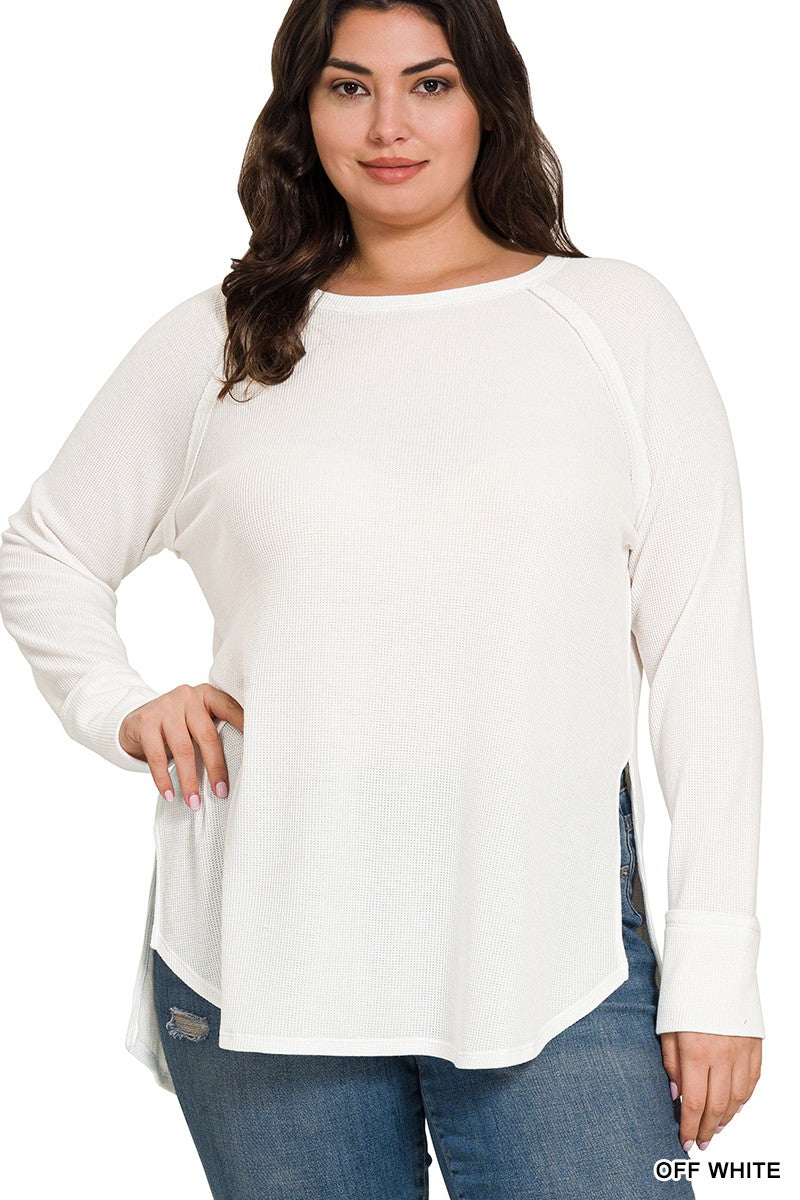 morning waffles long sleeve top-curvy