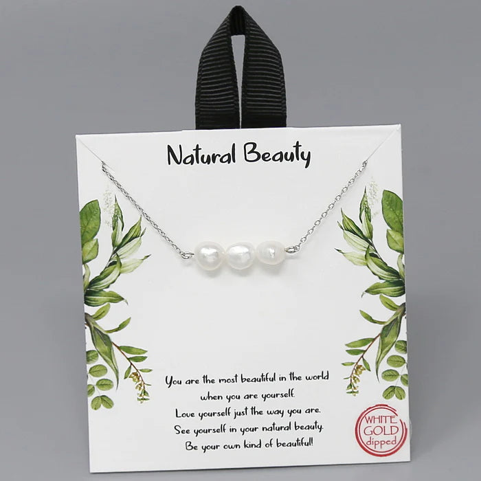 natural beauty pearl bar necklace