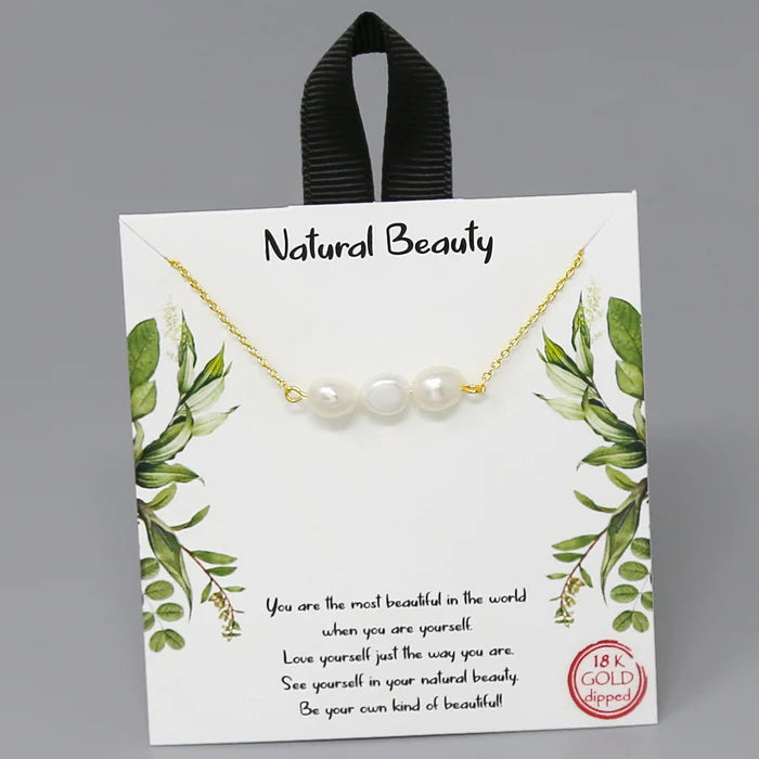 natural beauty pearl bar necklace