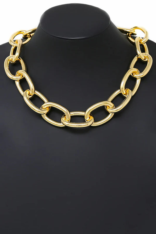 Chunky Oval Link Chain Gold Plated Necklace