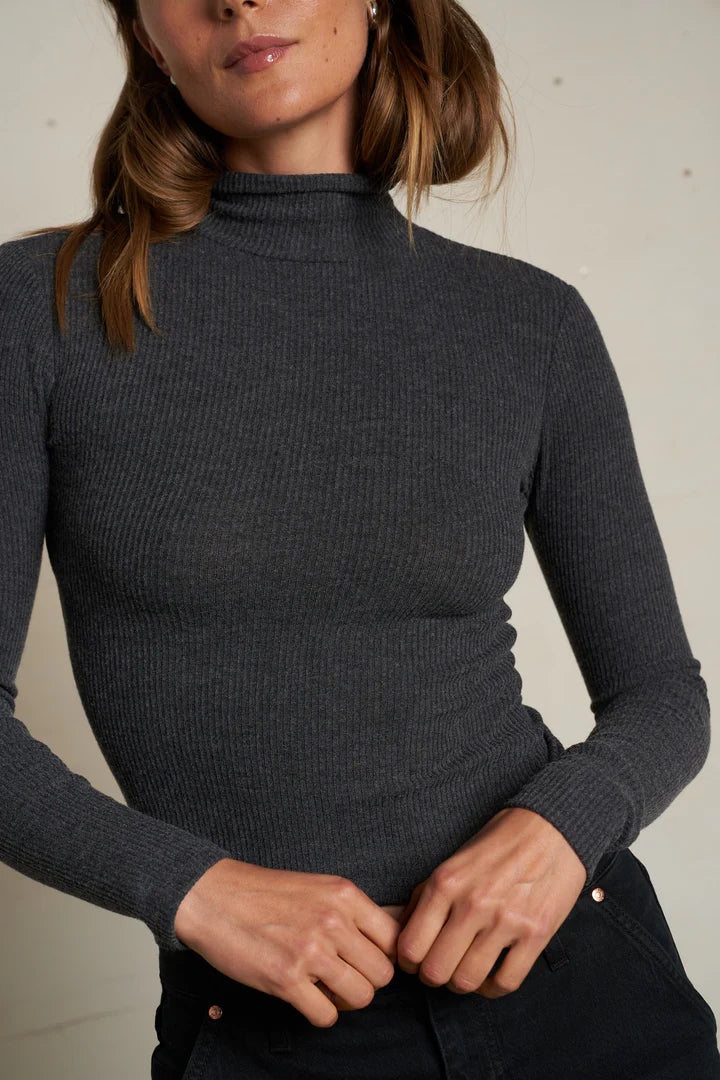 Noelle Sweater Rib Turtleneck Top