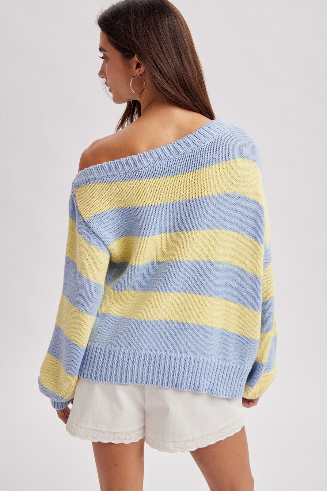 one shoulder stripe sweater